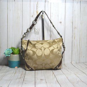 Coach Gold and Brown Shoulder Bag